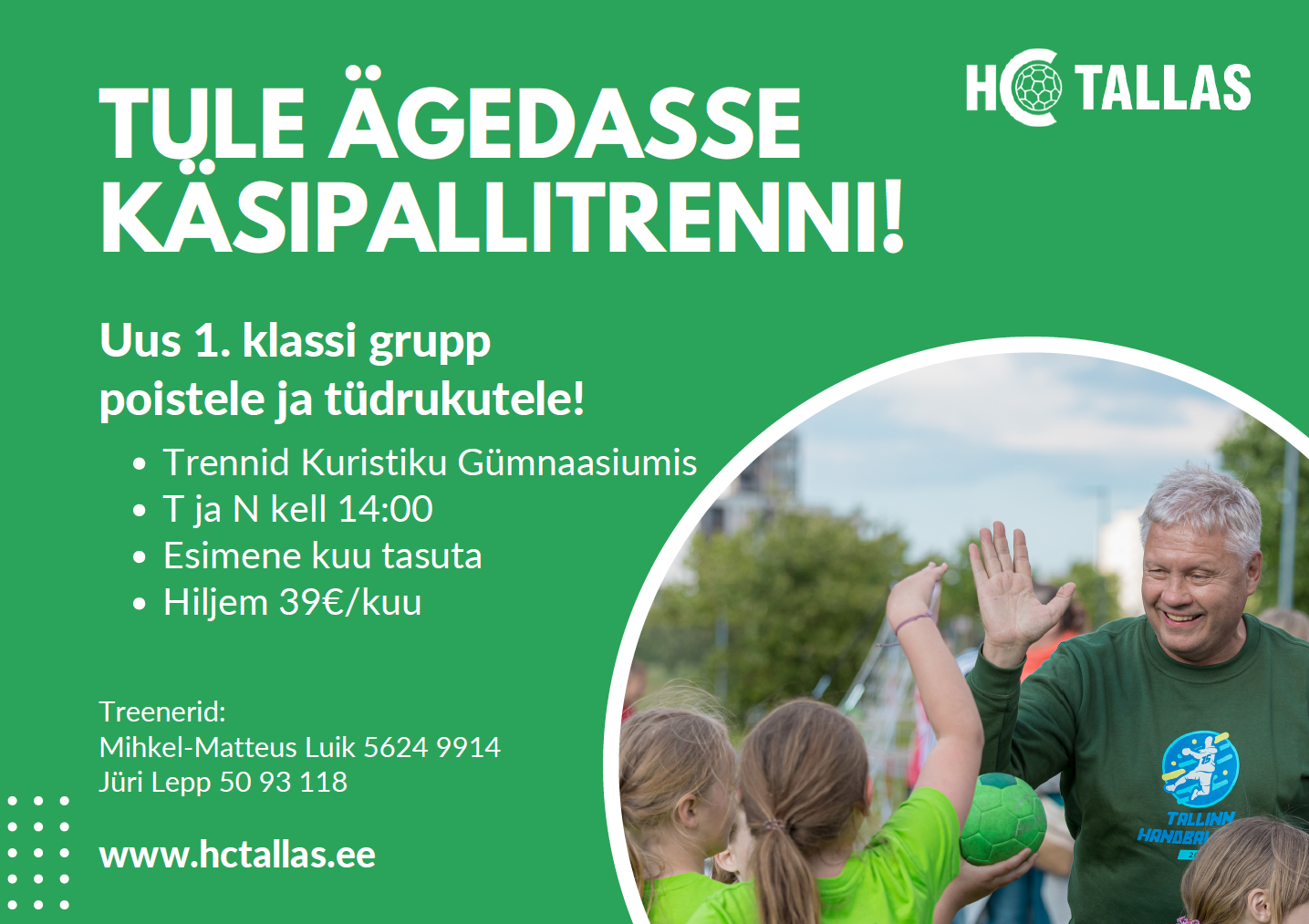 HC Tallas kutsub uusi mängijaid käsipallitrenni!