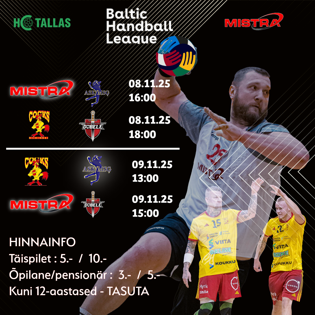 Balti Käsipalliliiga  nädalavahetus Raasikul.  2 päeva ja 4 mängu.
